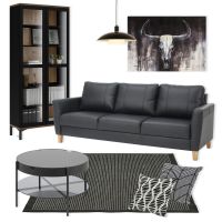 Mustassa olohuoneessa on draamaa ja tunnelmaa.