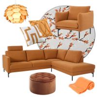 Oranssi sisustus on l&auml;mmin ja kutsuva.