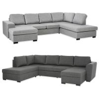 U-kulmasohvassa toinen p&auml;&auml;ty on yleens&auml; toista hieman pidempi. K&auml;tisyyden saa vaihdettua my&ouml;s peilikuvaksi tilausvaiheessa.